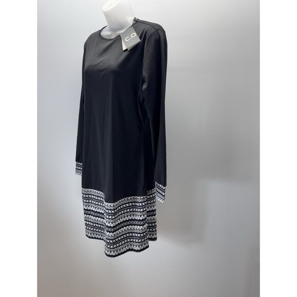C.O.Z.Y Black Dress White Gray Geometric Design Women’s Size Large NWT - Picture 2 of 10